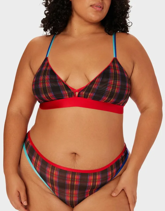 Women PARADE PLAID BRALETTE RED PLAID Betsey Johnson