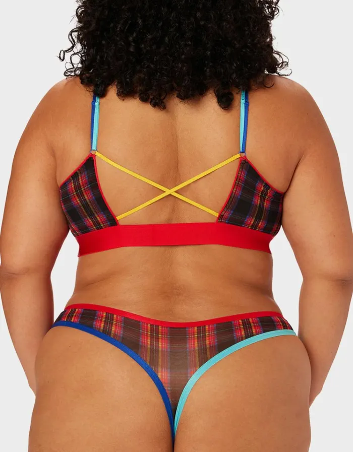 Women PARADE PLAID BRALETTE RED PLAID Betsey Johnson