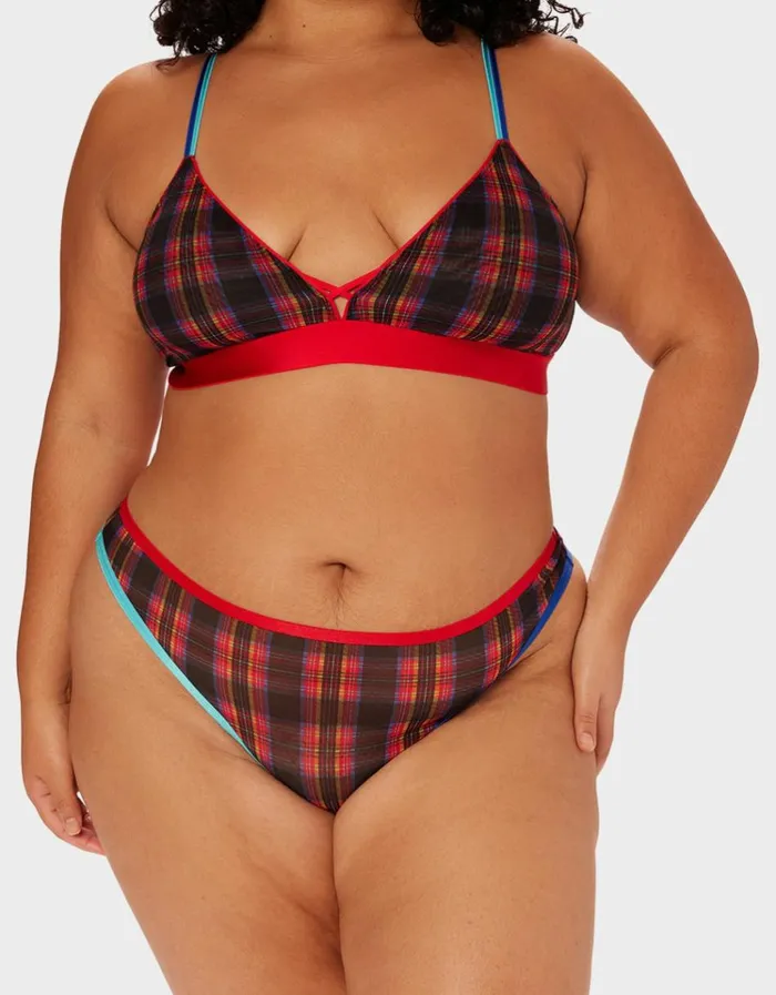 Women PARADE PLAID BRALETTE RED PLAID Betsey Johnson