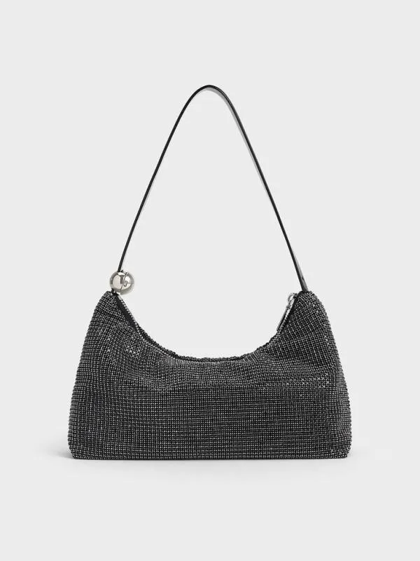Women Patent CrystalEmbellished TwoWay Bag 8211 Noir CHARLES and KEITH Shoulder Bags Women Patent CrystalEmbellished TwoWay Bag 8211 Noir CHARLES and KEITH Shoulder Bags