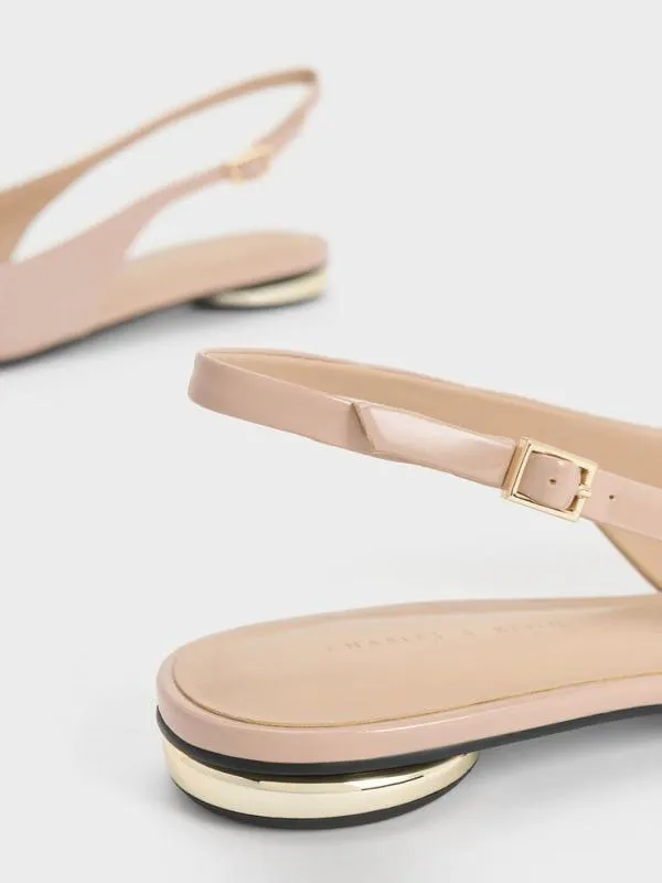 Women Patent PointedToe Slingback Flats 8211 Nude CHARLES and KEITH Ballet Flats