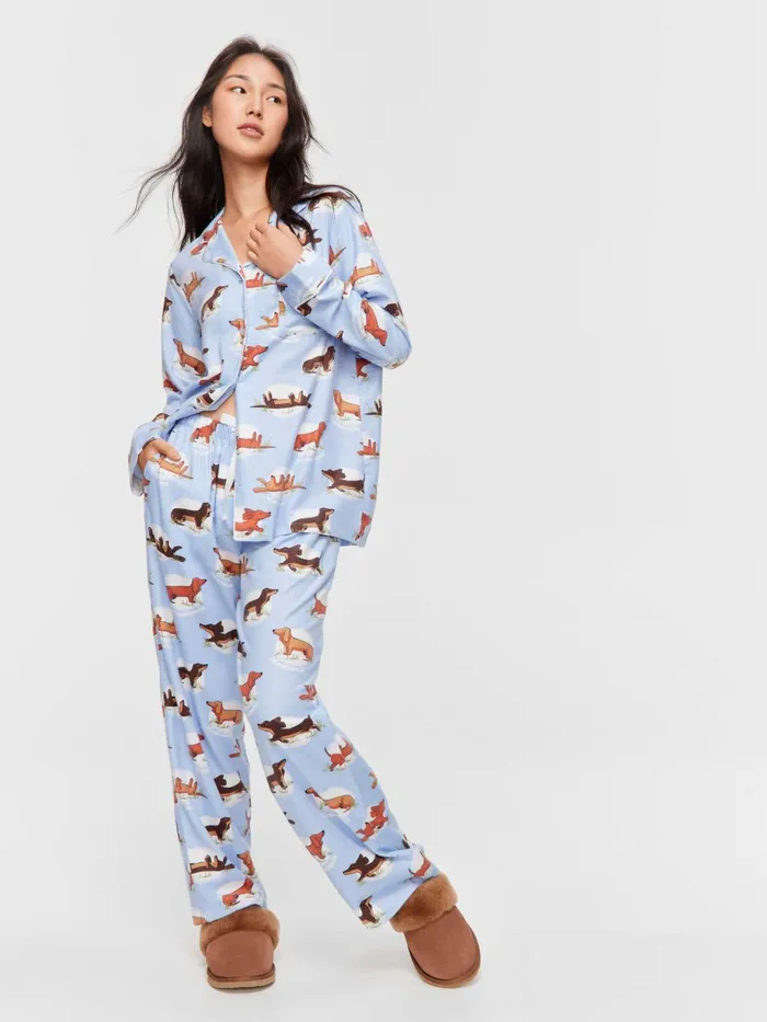 Women Penny Spot Bamboo Flannelette Long Pj Set Multi Peter Alexander Sets and Onesies