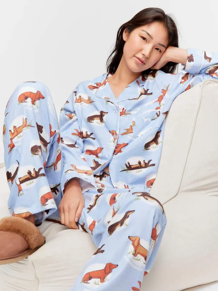 Women Penny Spot Bamboo Flannelette Long Pj Set Multi Peter Alexander Sets and Onesies