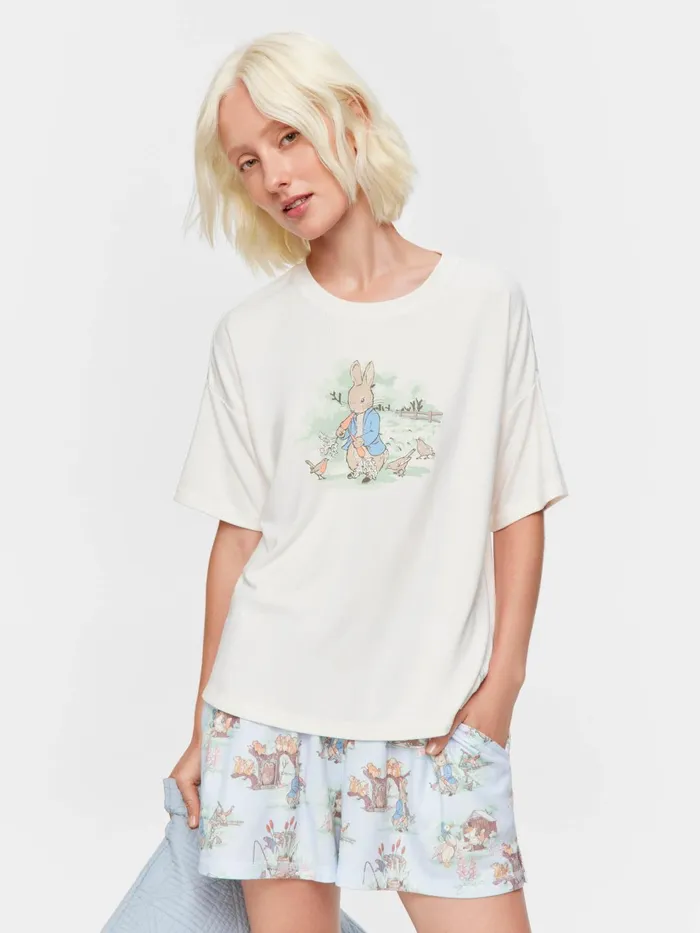 Women Peter Rabbit Plush Oversized Tee Pink Peter Alexander Tops