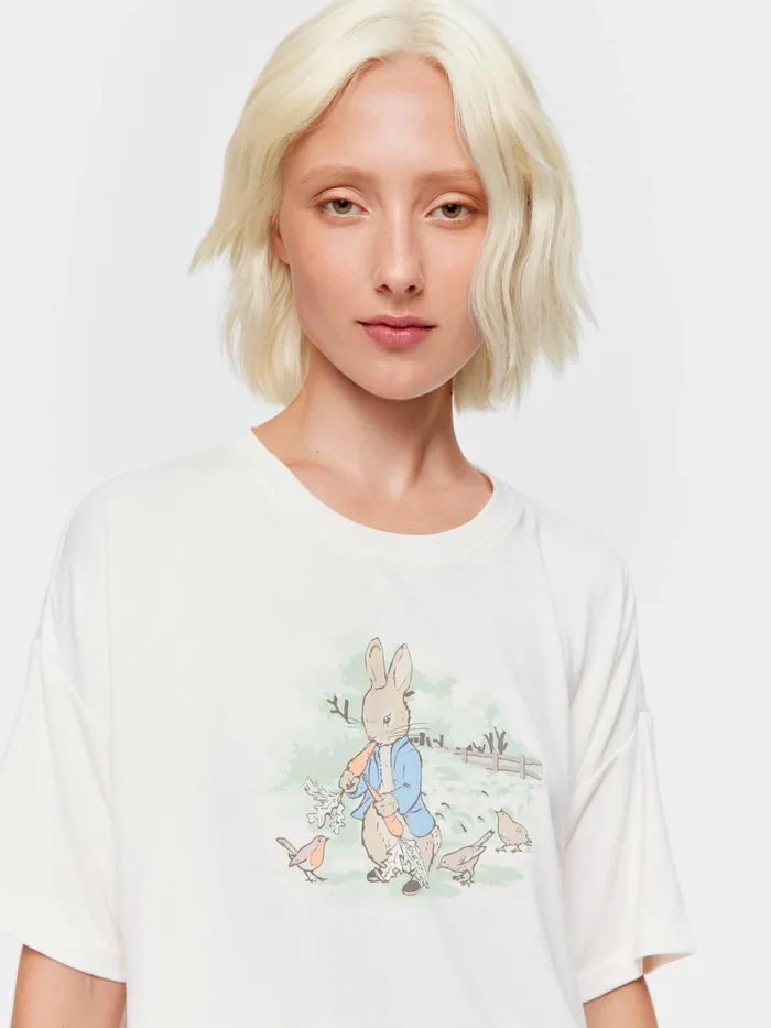 Women Peter Rabbit Plush Oversized Tee Pink Peter Alexander Tops