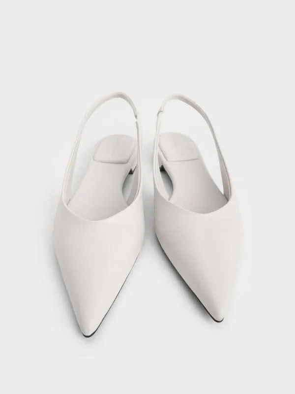 Women PointedToe HighVamp Slingback Flats 8211 White CHARLES and KEITH Flats Women PointedToe HighVamp Slingback Flats 8211 White CHARLES and KEITH Flats
