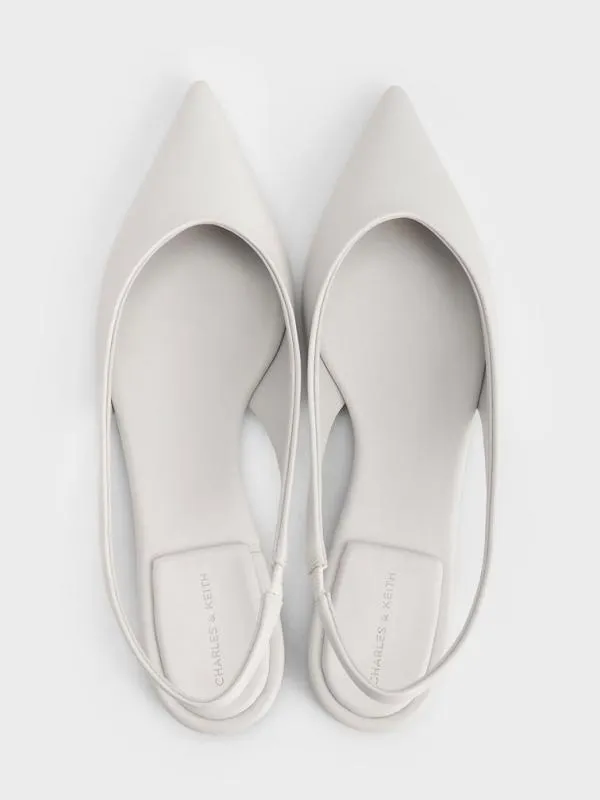 Women PointedToe HighVamp Slingback Flats 8211 White CHARLES and KEITH Flats Women PointedToe HighVamp Slingback Flats 8211 White CHARLES and KEITH Flats