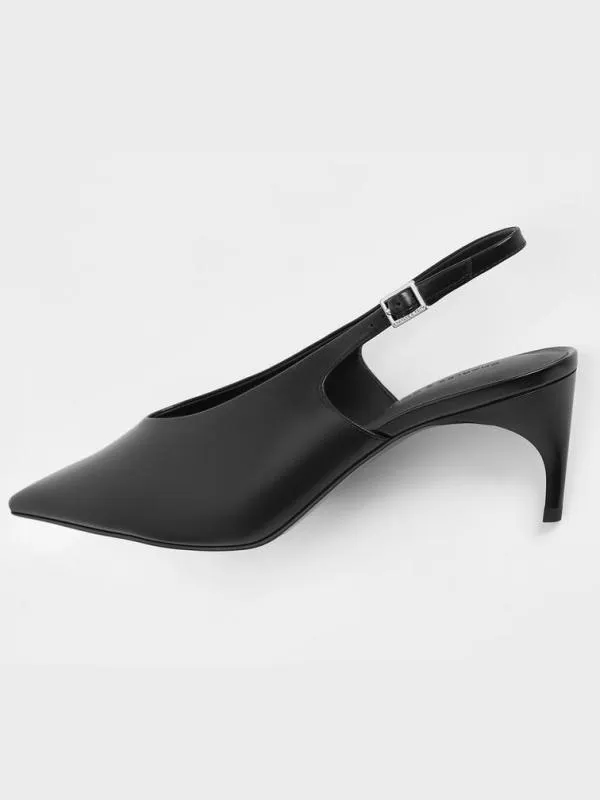 Women PointedToe HighVamp Slingback Pumps 8211 Black CHARLES and KEITH Heels