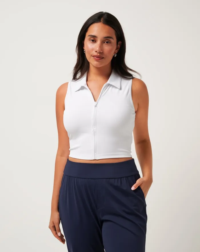 Women Polos TravisMathew MIDLINE MOVEKNIT POLO White