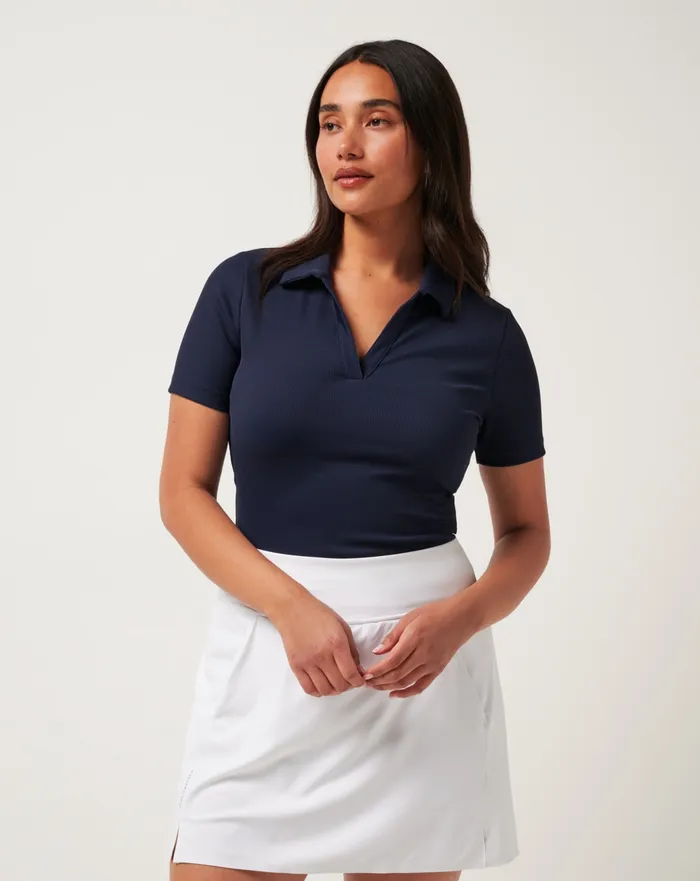 Women Polos TravisMathew MOVEKNIT VNECK POLO Navy Blazer