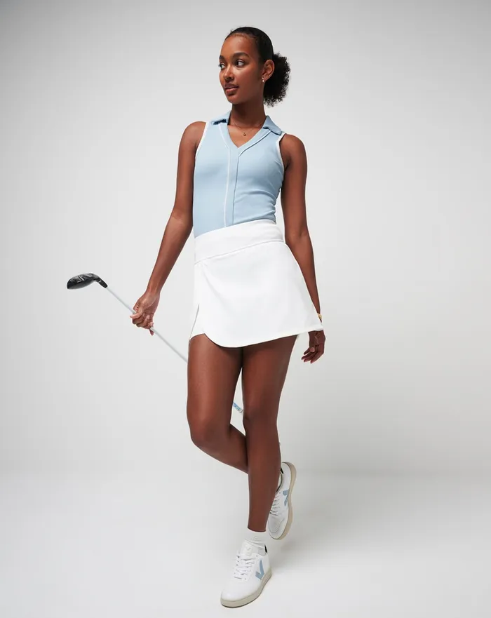 Women Polos TravisMathew SIP AND SEA MOVEKNIT SLEEVELESS POLO Celestial Blue Women Polos TravisMathew SIP AND SEA MOVEKNIT SLEEVELESS POLO Celestial Blue