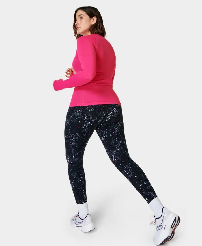 Women Power Gym Leggings Grey Hybrid Geo Print Sweaty Betty Pocketed