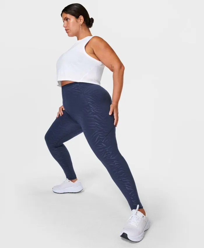 Women Power Ultrasculpt HighWaisted Embossed Gym Leggings Blue Tiger Emboss Print Sweaty Betty HighWaisted