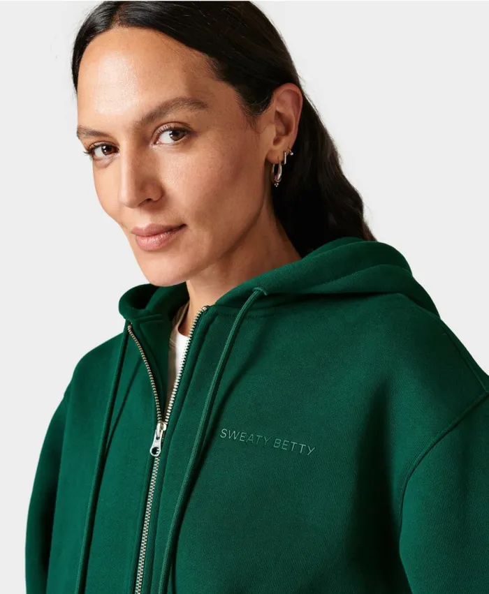 Women Powerhouse Zip Up Hoody Retro Green Sweaty Betty Jumpers Hoodies