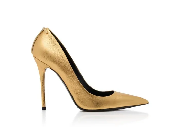 Women Pumps Tom Ford Laminated Nappa Iconic T Pump Gold
