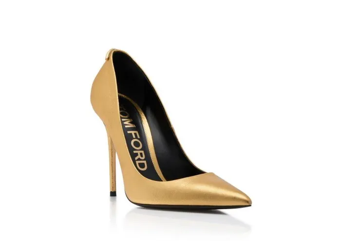 Women Pumps Tom Ford Laminated Nappa Iconic T Pump Gold Women Pumps Tom Ford Laminated Nappa Iconic T Pump Gold