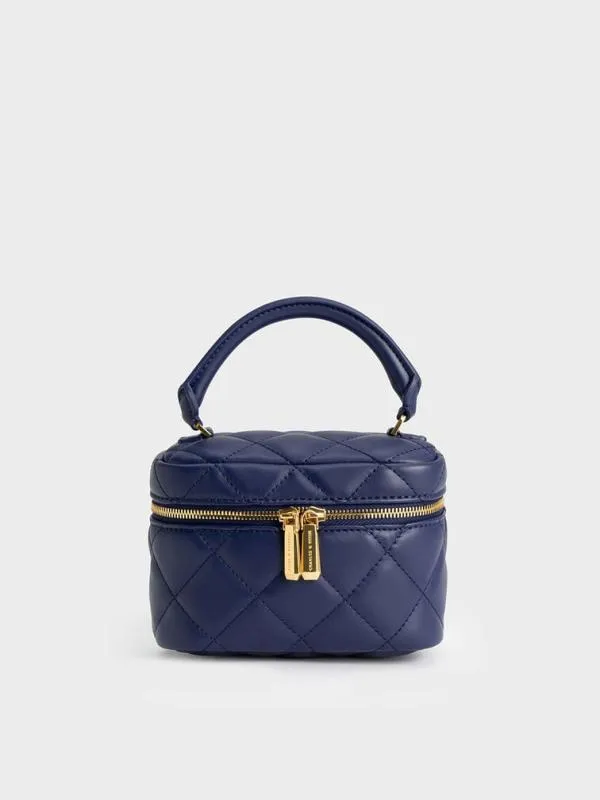 Women Quilted Vanity Pouch 8211 Navy CHARLES and KEITH Mini Bags