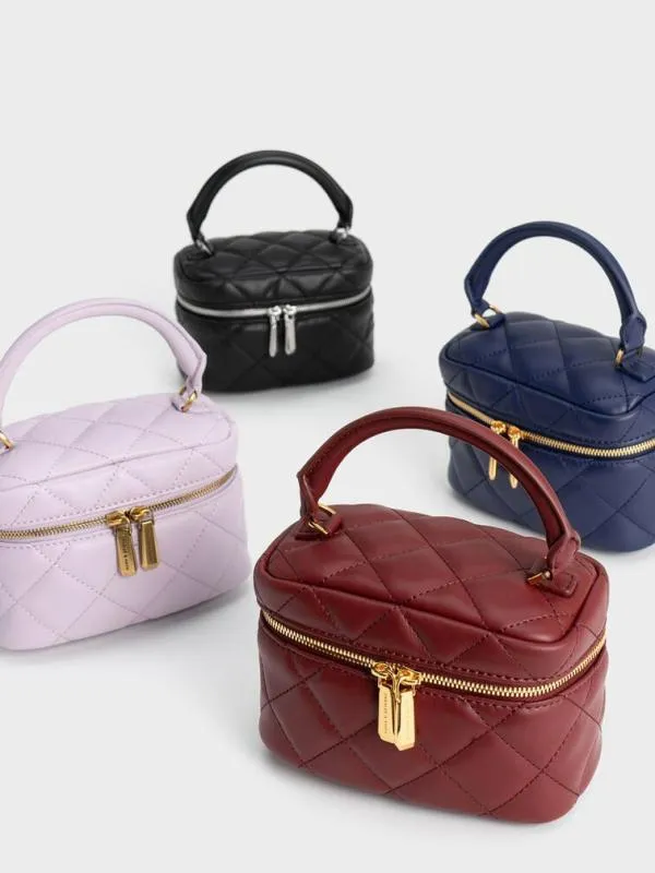 Women Quilted Vanity Pouch 8211 Navy CHARLES and KEITH Mini Bags