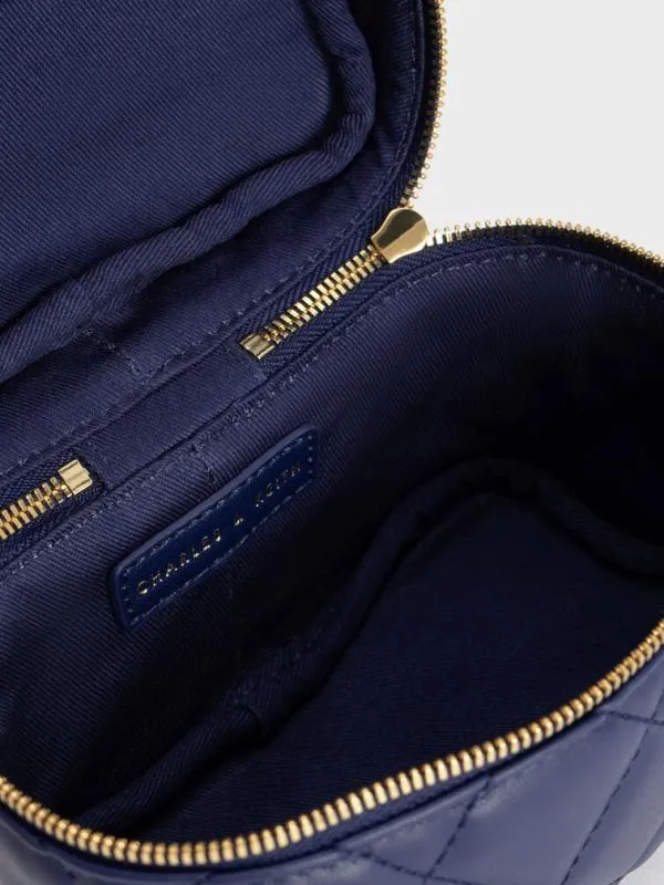 Women Quilted Vanity Pouch 8211 Navy CHARLES and KEITH Mini Bags