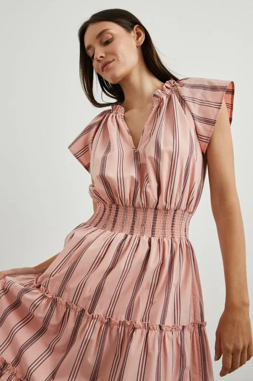 Women Rails Dresses and Rompers Amellia Dress Coral Navy Stripe Women Rails Dresses and Rompers Amellia Dress Coral Navy Stripe