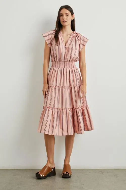 Women Rails Dresses and Rompers Amellia Dress Coral Navy Stripe Women Rails Dresses and Rompers Amellia Dress Coral Navy Stripe