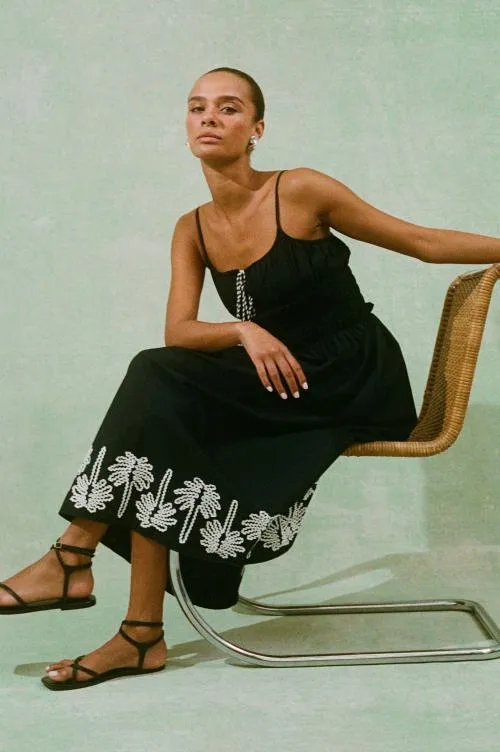 Women Rails Dresses and Rompers Baja Dress Black Ivory Palm Trees Women Rails Dresses and Rompers Baja Dress Black Ivory Palm Trees