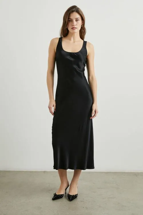 Women Rails Dresses and Rompers Kailani Dress Black Satin Crepe