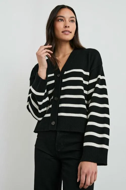 Women Rails Sweaters Geneva Cardigan Black Oatmeal Stripe Women Rails Sweaters Geneva Cardigan Black Oatmeal Stripe