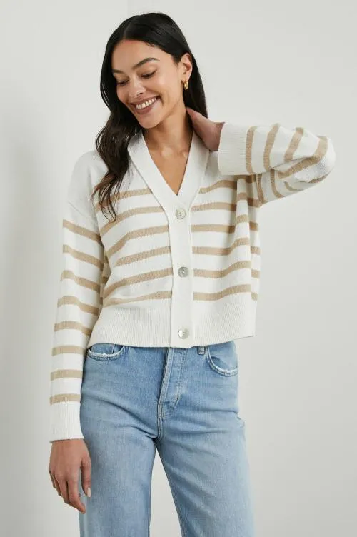 Women Rails Sweaters Geneva Cardigan Sand Stripe Women Rails Sweaters Geneva Cardigan Sand Stripe