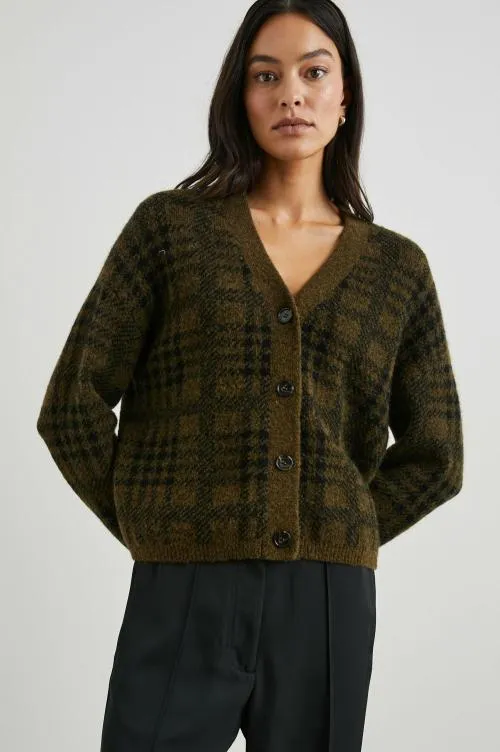 Women Rails Sweaters Reese Cardigan Olive Plaid