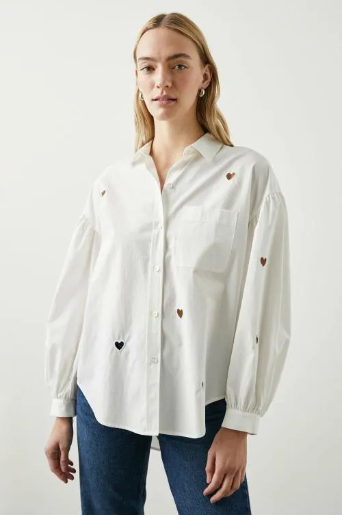 Women Rails Tops Janae Shirt White Eyelet Hearts Women Rails Tops Janae Shirt White Eyelet Hearts