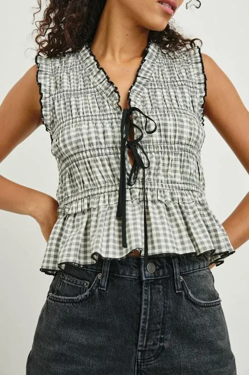 Women Rails Tops Martine Top Ivory Jet Gingham Women Rails Tops Martine Top Ivory Jet Gingham