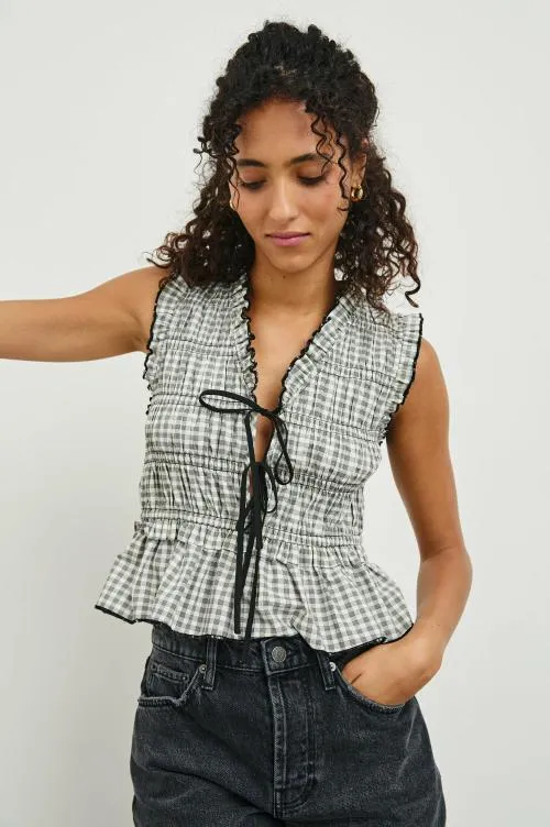 Women Rails Tops Martine Top Ivory Jet Gingham Women Rails Tops Martine Top Ivory Jet Gingham