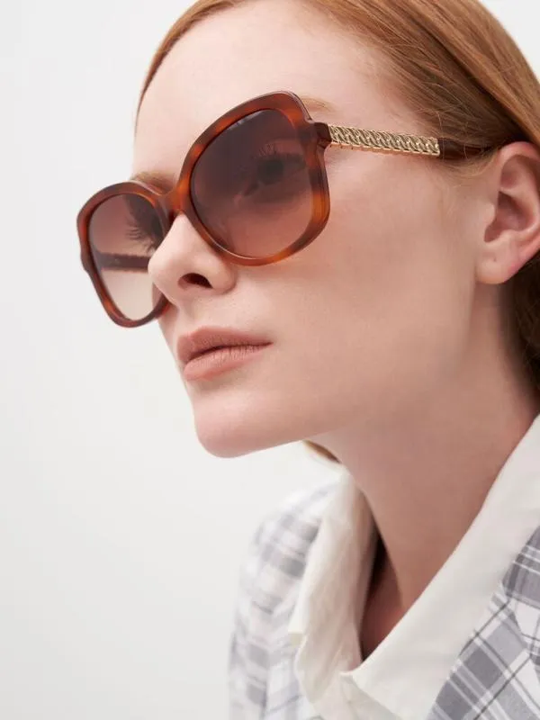 Women Recycled Acetate Braided Temple Butterfly Sunglasses 8211 T Shell CHARLES and KEITH Butterfly