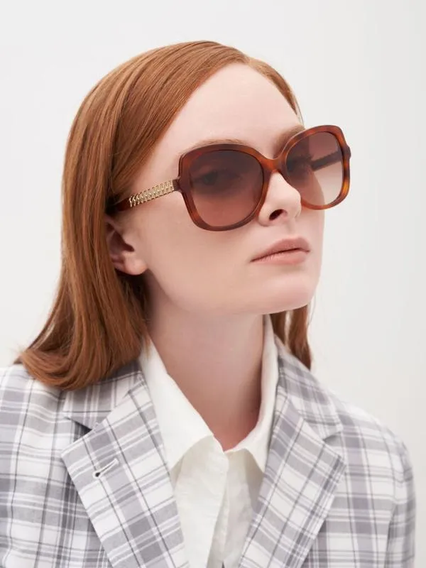 Women Recycled Acetate Braided Temple Butterfly Sunglasses 8211 T Shell CHARLES and KEITH Butterfly