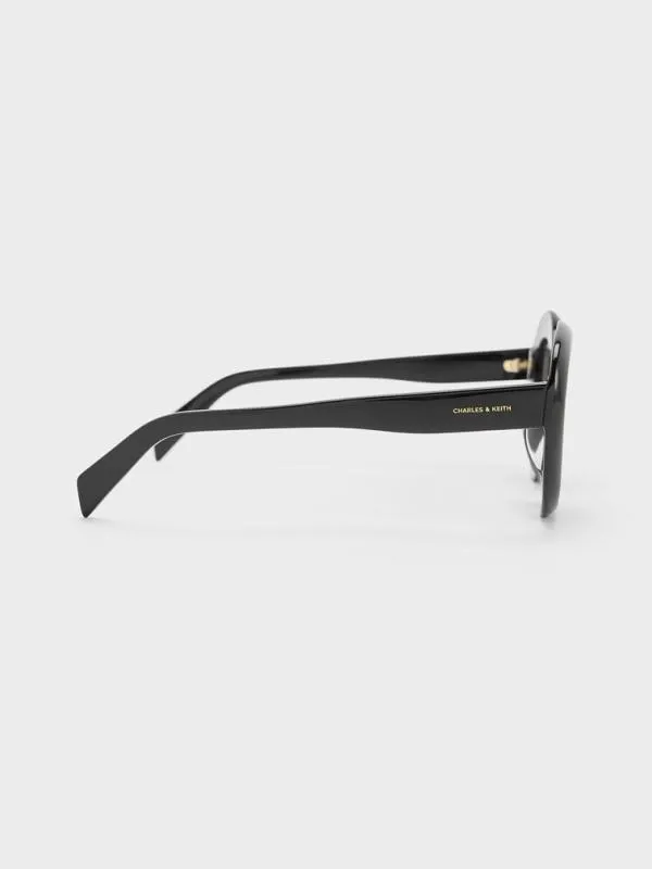 Women Recycled Acetate Cateye Sunglasses 8211 Black CHARLES and KEITH Cateye