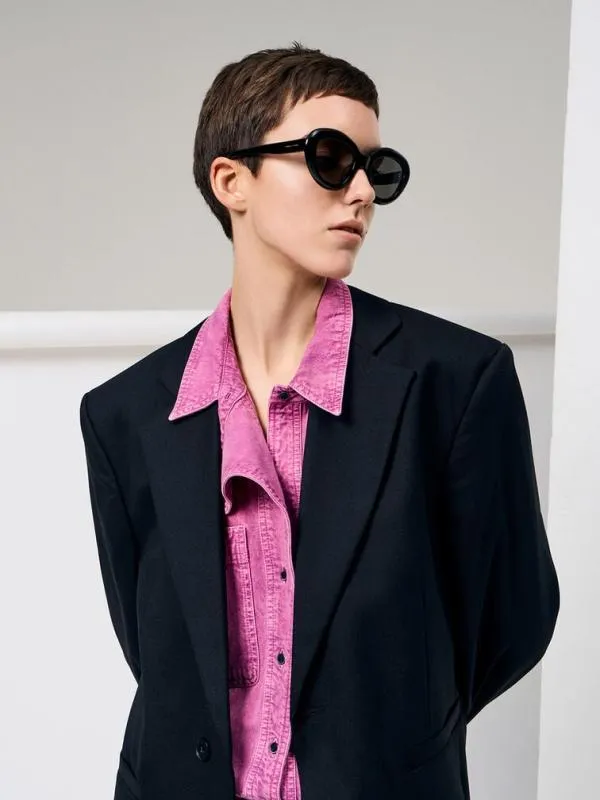 Women Recycled Acetate Cateye Sunglasses 8211 Black CHARLES and KEITH Cateye