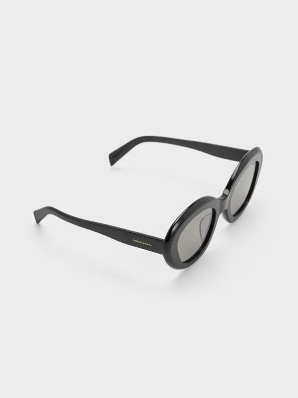 Women Recycled Acetate Cateye Sunglasses 8211 Black CHARLES and KEITH Cateye