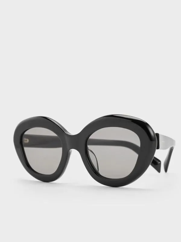 Women Recycled Acetate Cateye Sunglasses 8211 Black CHARLES and KEITH Cateye