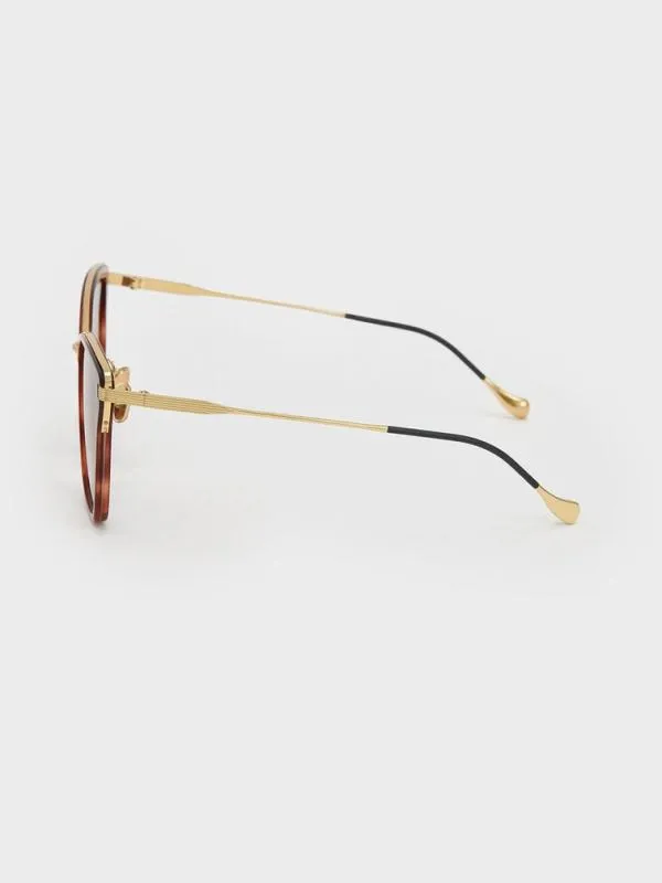 Women Recycled Acetate WireFrame Butterfly Sunglasses 8211 T Shell CHARLES and KEITH Cateye