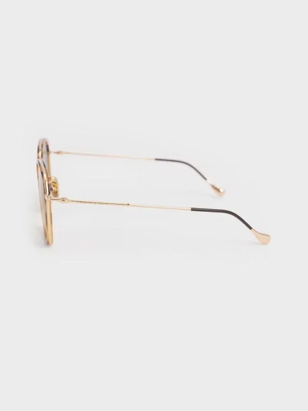 Women Recycled Acetate WireFrame Sunglasses 8211 Brown CHARLES and KEITH Butterfly