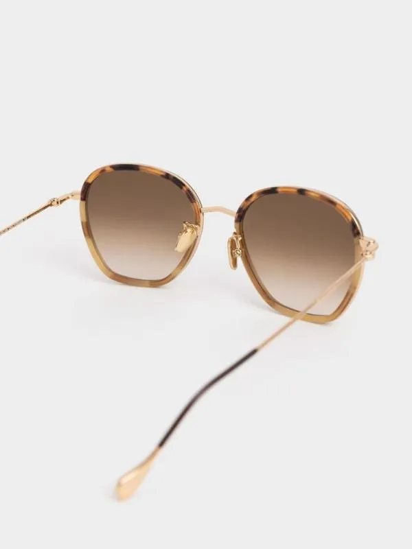 Women Recycled Acetate WireFrame Sunglasses 8211 Brown CHARLES and KEITH Butterfly