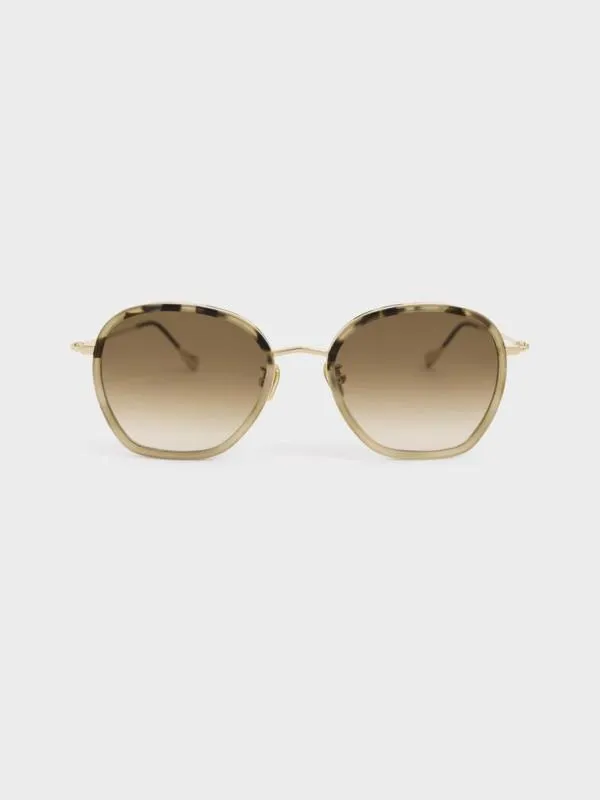 Women Recycled Acetate WireFrame Sunglasses 8211 Taupe CHARLES and KEITH Butterfly Women Recycled Acetate WireFrame Sunglasses 8211 Taupe CHARLES and KEITH Butterfly