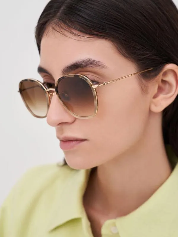 Women Recycled Acetate WireFrame Sunglasses 8211 Taupe CHARLES and KEITH Butterfly