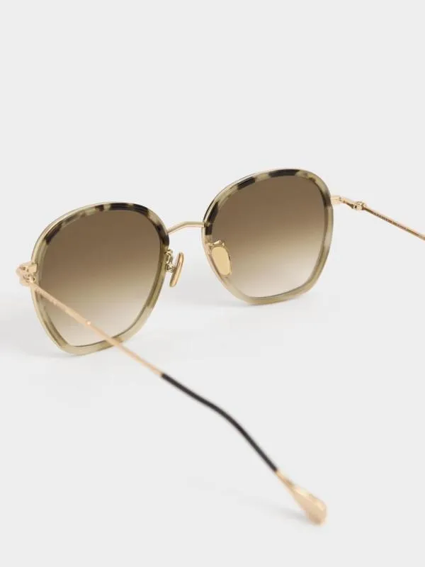 Women Recycled Acetate WireFrame Sunglasses 8211 Taupe CHARLES and KEITH Butterfly