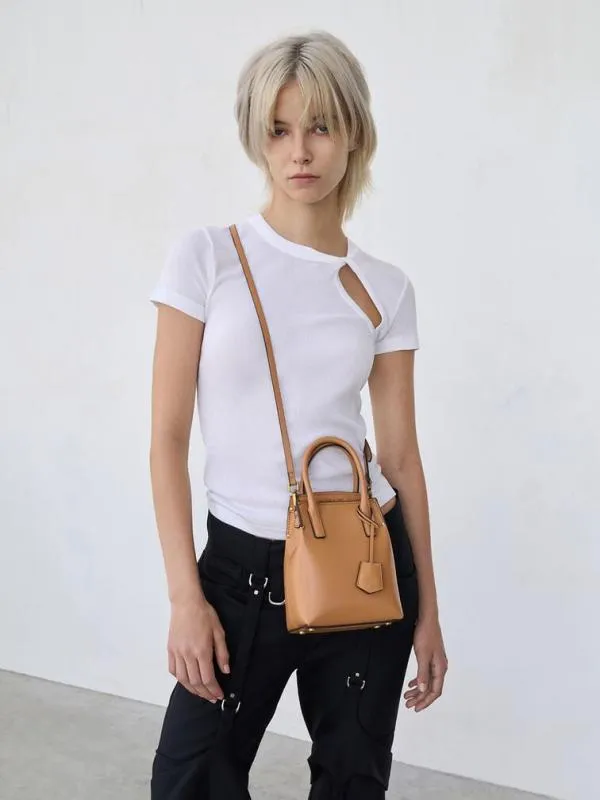 Women Rene Elongated Top Handle Bag 8211 Toffee CHARLES and KEITH Crossbody Bags
