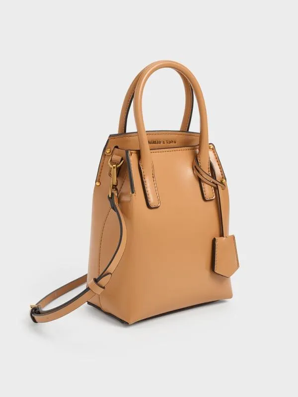 Women Rene Elongated Top Handle Bag 8211 Toffee CHARLES and KEITH Crossbody Bags