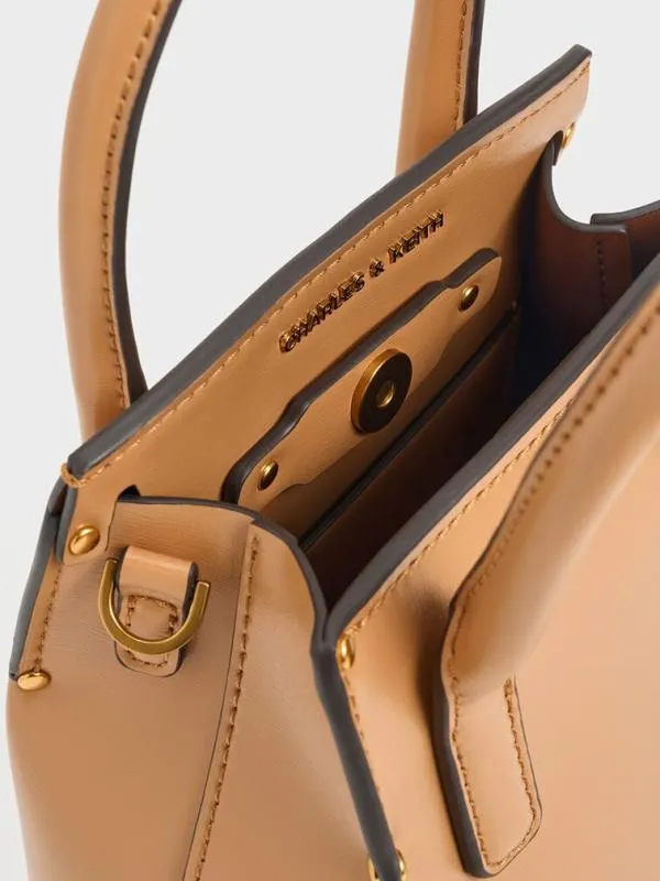 Women Rene Elongated Top Handle Bag 8211 Toffee CHARLES and KEITH Crossbody Bags