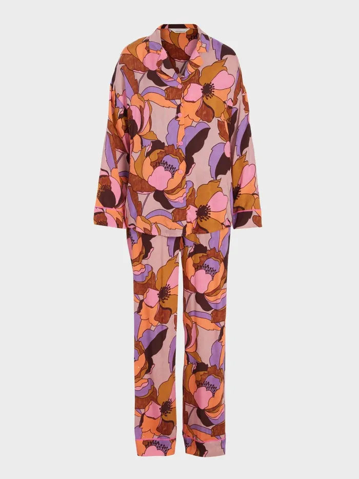 Women Retro Peony Long Pj Set Multi Peter Alexander Sets and Onesies