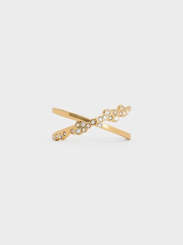 Women Reverie Crystal CrissCross Ring 8211 Gold CHARLES and KEITH Rings